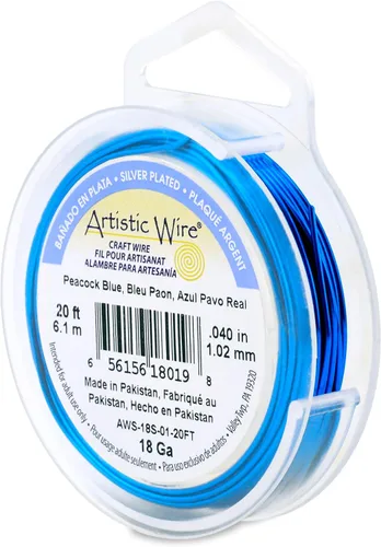 Vista 121 de Artistic Wire, Alambre de cobre de color chapado en plata de calibre 18, resistente al deslustre, amatista, 20 pies