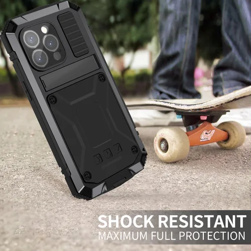 Vista 5 de Lunivop Funda compatible con iPhone 15 Pro, resistente [aluminio Stan] de goma de metal de grado militar con protector de pantalla integrado