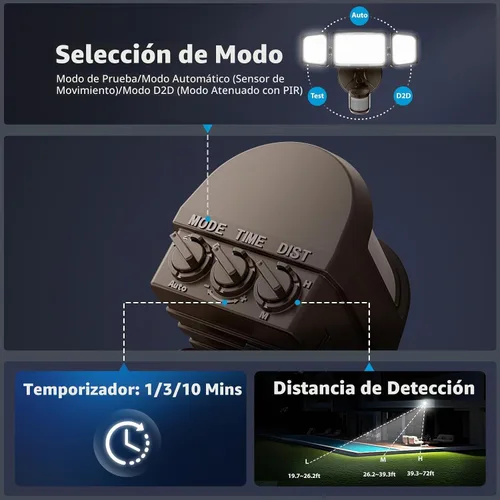 Vista 8 de Onforu Luces LED con sensor de movimiento de 100 W, luz de inundación del anochecer al amanecer, sensor de movimiento al aire libre, luces