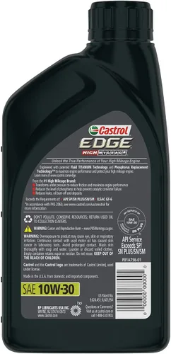 Vista 2 de Castrol Edge High Mileage 10W-30 Aceite de motor sintético completo avanzado, 1 cuarto de galón, paquete de 2