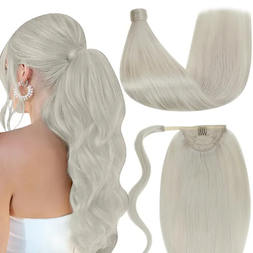Vista 29 de LaaVoo Extensión de cola de caballo de cabello humano marrón para mujer, extensiones de cola de caballo marrón oscuro, extensiones de cabello humano