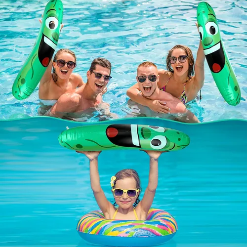 Vista 3 de Sratte 6 unidades de 32 pulgadas gigantes inflables de pepinillo para piscina, pepino, decoración de pepino, regalos para verano, natación, playa