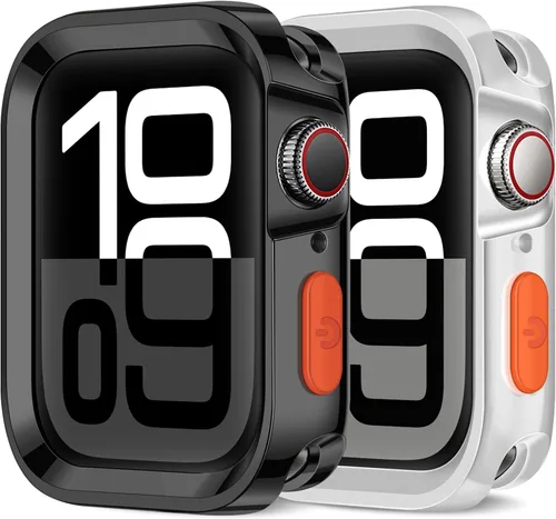 Vista 15 de Amizee 2 Pack Estuche Resistente Compatible con Apple Watch Serie 9/8/7 41mm SE 3/2/1 Serie 6/5/4 40mm, Funda Protectora Amortiguadora de TPU Blanda