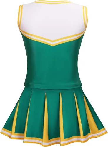 Vista 2 de GRAJTCIN Disfraz de animadora para niñas, disfraz de Halloween, uniforme de animadora de 6 a 14 años