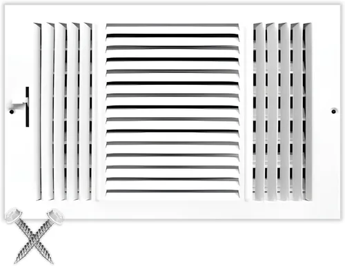 Vista 43 de HVAC Premium Rejilla de Suministro de Aire de 1 Vía de 10'' X 6'' - Tapa de Ventilación y Difusor - Cara Plana Estampada - Blanco