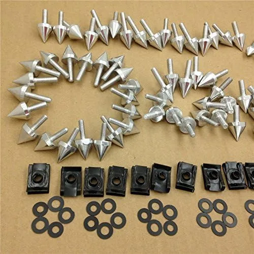 Vista 2 de XKMT-Universal Spike Bolt MC Sportbike compatible con Kawasaki Ninja EX250 ZX14 ZX7 ZX9R Plata [B00YWCKGM4]