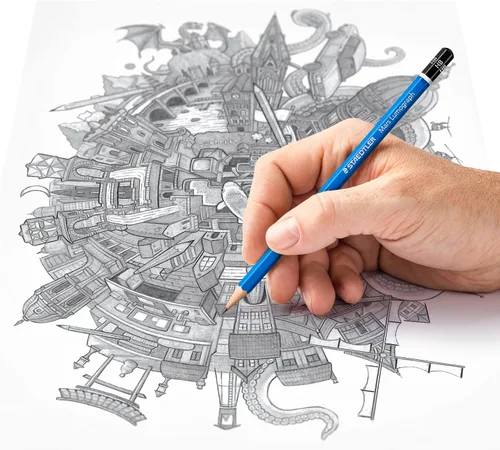 Vista 4 de STAEDTLER Rumogurafu lápiz de dibujo HB 100-HB (importación de Japón)