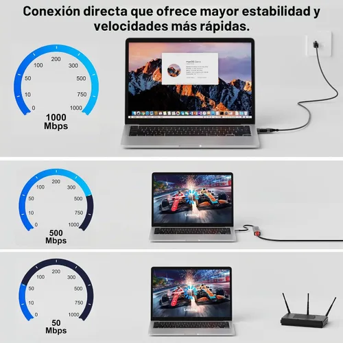 Vista 3 de Kxable Cable USB a Ethernet delgado de 4 pies, cable delgado USB 3.0 A a RJ45, conectado directamente, aluminio, trenzado, OFC, cable de red LAN USB