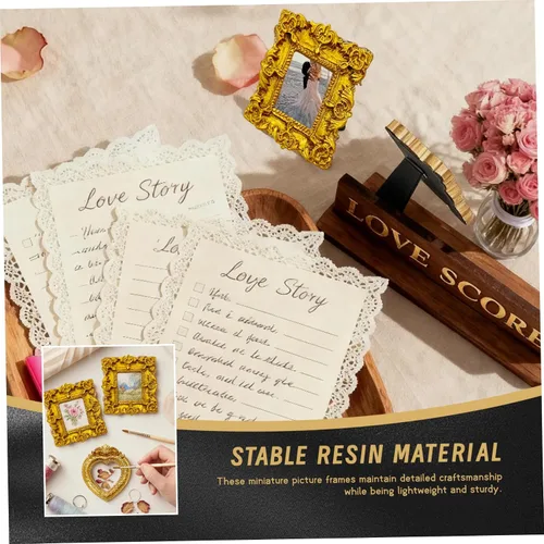 Vista 3 de 10 Pcs Small Gold Frames, Baroque Mini Picture Frames for DIY Phone Case, Craft Decor, and Photography Props