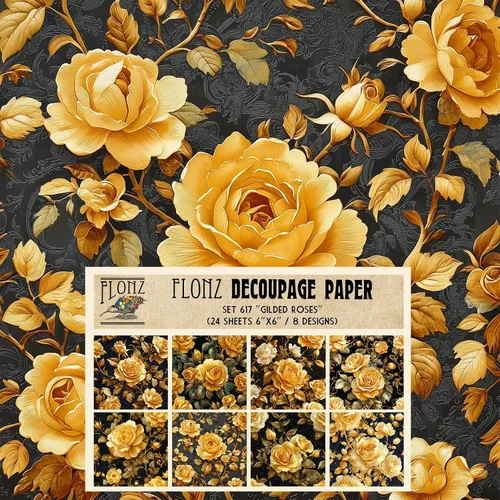 Vista 4 de Paquete de papel Decoupage (24 hojas de 6 x 6 pulgadas), flores índigo: delicados grabados florales azules y blancos inspirados en porcelana clásica