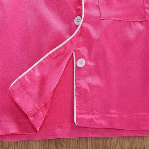 Vista 123 de Conjunto de pijama de manga larga con botones para niña pequeña, conjunto de ropa de dormir