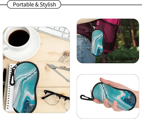 Vista 23 de Hion Sunglasses Case Ultra Light Neoprene Zipper Eyeglass Soft Case with Belt Clip