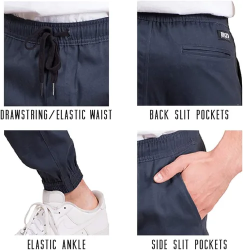 Vista 5 de Pantalones de sarga para hombre, ajuste delgado y elástico suave