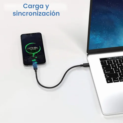 Vista 3 de Cable USB C a USB C, paquete de 10 unidades, cable de carga rápida tipo C Negro