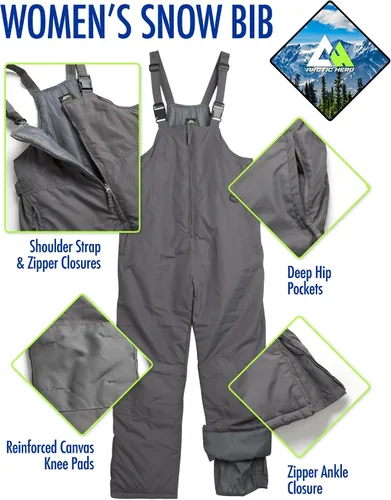 Vista 2 de Overol con peto de nieve para mujer, con aislamiento, impermeable, para esquí, snowboard (S-2XL)