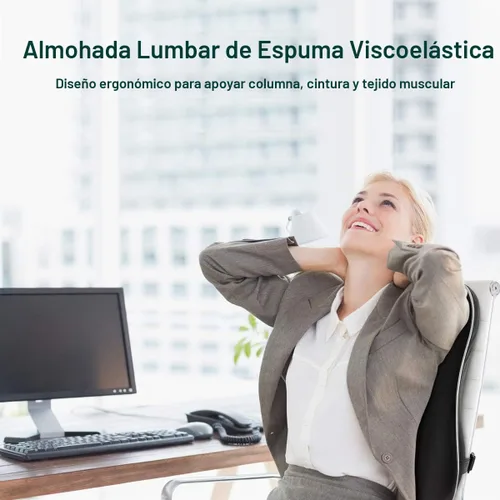 Vista 2 de Almohada de apoyo lumbar/cojín de respaldo, respaldo ortopédico de espuma viscoelástica con malla 3D transpirable para asiento de coche, silla