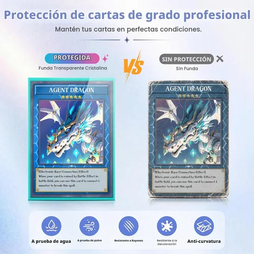 Vista 5 de 1000 unidades de fundas para tarjetas de carga superior para cartas coleccionables, 10 colores de fundas suaves para tarjetas de béisbol estándar