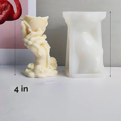 Vista 3 de Molde multiusos para manualidades – Molde de silicona para rosas – Manos de garra, rosa, calavera, fantasma, molde de vela 3D – Moldes para hacer