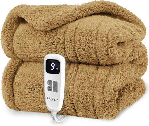 Vista 20 de Heated Blanket Electric Blanket Queen - Fast Heating Blanket Throw Dual Control Double Sided Sherpa with 10 Heating Levels & 2-10 Hours Auto Off