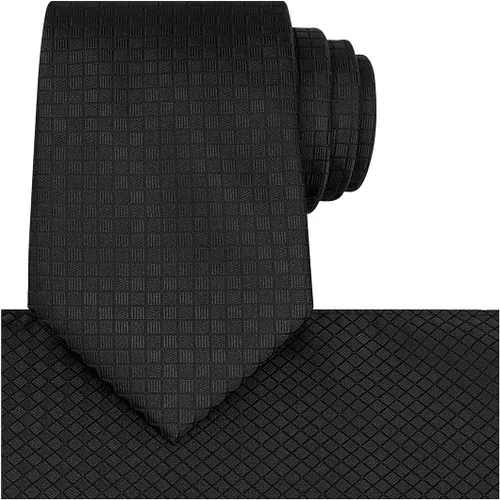 Vista 94 de KissTies Mens Checkered Tie Set Solid Color Festive Necktie + Pocket Square