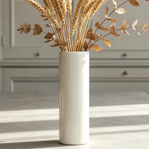 Vista 16 de Florero de cerámica blanco de 12 pulgadas, jarrones altos para hierba de las pampas, decoración del hogar, jarrones modernos con textura