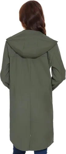 Vista 4 de Fahsyee Chubasquero para mujer, chaqueta impermeable con capucha, rompevientos para exteriores, larga actividad