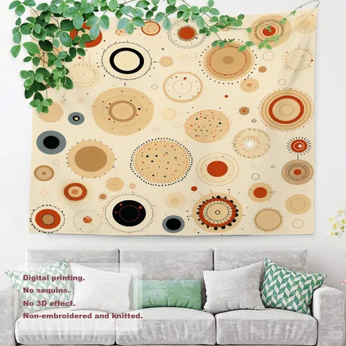 Vista 8 de Shrahala Circles Tapestry, Abstract Art With Various Circles Wall Hanging Hd Print Polyester Backdrop For Dorm Room Bedroom 30 X 40 In