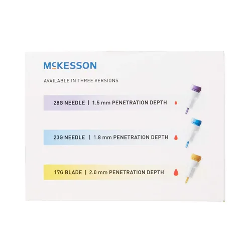 Vista 6 de McKesson 16-PBSL23G - Aguja de seguridad para lanceta de profundidad fija, 0.071 in de profundidad, calibre 23, pulsador (paquete de 100)