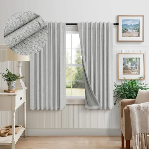 Vista 50 de Pitalk Cortinas cortas 100% opacas de lino para cafetería, 40 pulgadas de largo, 2 paneles, cortinas de puerta francesa para ventana, cortina