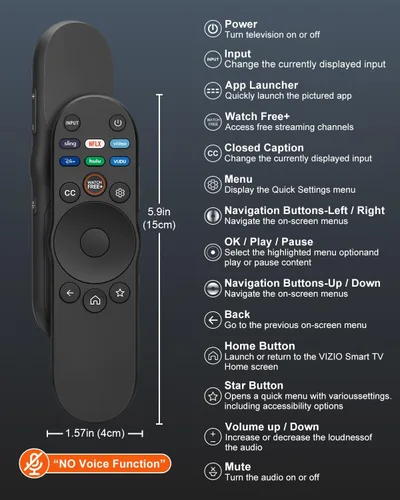 Vista 8 de Paquete de 2 controles remotos universales para Vizio Smart TV XRT270 XRT260 XRT140 XRT136 XRT122 D/E/PX/P/M/V/S Series OLED FHD 4K QLED UHD