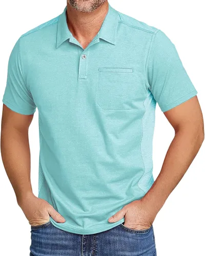 Vista 17 de V VALANCH Polo de golf de manga corta para hombre, estilo casual, con cuello que absorbe la humedad