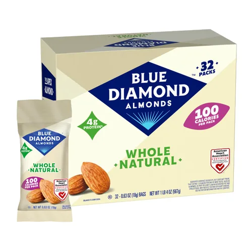 Vista 11 de Almendras Blue Diamond bajas en sodio ligeramente saladas, paquetes de 100 calorías, 0.6 onzas (paquete de 32)