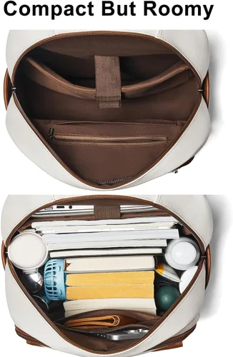 Vista 7 de Leresas Mochila de 37L para mujeres y hombres, bolsa de profesor, mochila de viaje de trabajo, mochila de cuero vegano para computadora portátil