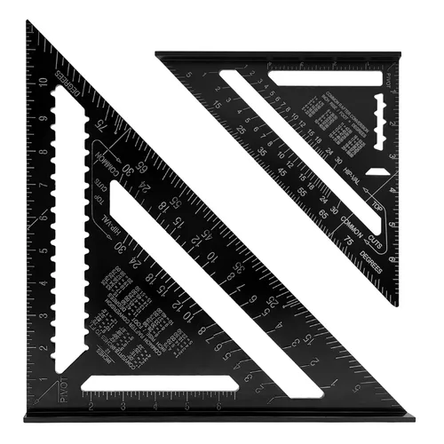 Vista 8 de Regla de ángulo de la regla del triángulo de la aleación de aluminio cuadrada de 7 pulgadas, regla de ángulo del triángulo del carpintero
