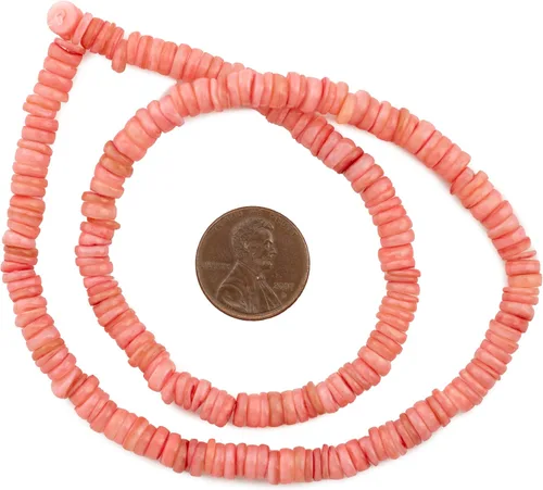 Vista 2 de TheBeadChest - Cuentas Heishi de concha rosa rosa de 0.236 in, 16 pulgadas
