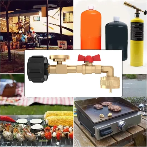 Vista 8 de GardenNow QCC1 Adaptador de codo de repuesto de propano con medidor de tanque de propano Adaptador de presión de recarga de propano de 90 grados