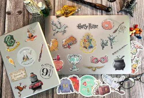 Vista 4 de ConQuest Journals - Calcomanías transparentes de acuarela de Harry Potter, impermeables, resistentes a los rayos UV y a los arañazos, calcomanías