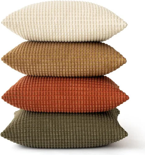 Vista 6 de MIULEE Farmhouse - Juego de 4 fundas de almohada decorativas de 16 x 16 pulgadas, color marrón y verde Modern Natural Rustic Throw Pillows Neutral