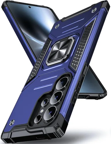 Vista 105 de DASFOND Diseñada para funda Galaxy S8 con soporte, anillo metálico giratorio mejorado de 360°, soporte kickstand de grado militar, resistente a