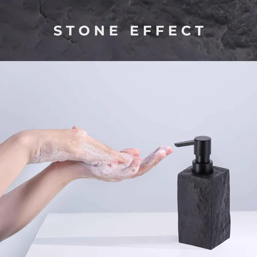 Vista 5 de Dispensador de jabón de manos y loción cuadrado de baño efecto piedra 9 Negro