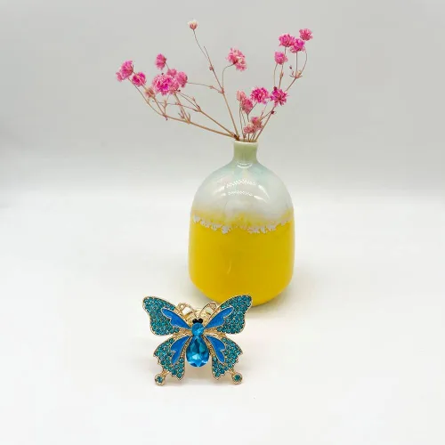 Vista 3 de 3 pomos de cajón de mariposa con diamantes azules, únicos de metal, animales, tiradores de gabinete, manijas brillantes para decoración de muebles