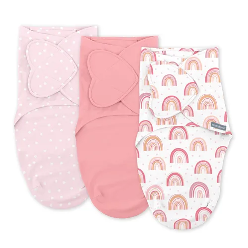Vista 8 de SwaddleMe Manta original – Tamaño pequeño/mediano, 0-3 meses, paquete de 3 (corazones de bebé), fácil de usar, mantiene al bebé cómodo y seguro