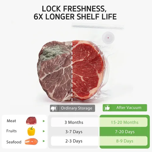 Vista 5 de Syntus 30 bolsas reutilizables selladoras al vacío para alimentos, pequeñas bolsas de almacenamiento de alimentos de 8 x 10 pulgadas con cremallera