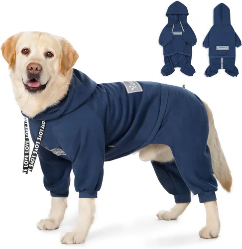 Vista 9 de Sudadera con capucha para perros de invierno para perros grandes y medianos, sudadera con capucha de 5 patas, sudadera con capucha de forro polar