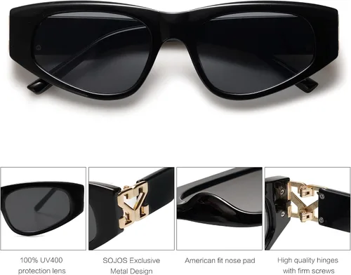 Vista 3 de SOJOS Gafas de sol polarizadas de ojo de gato de los años 90 para mujer, protección UV de moda SJ2227