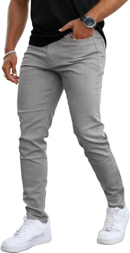 Vista 6 de GINGTTO Skinny Jeans Hombre Slim Fit Stretch Pierna cónica 28/30/ 32 in Beige