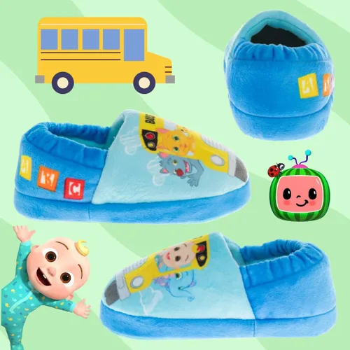 Vista 4 de Josmo Cocomelon Pantuflas para niños pequeños zapatos de casa para niños y niñas mocasines de cama de felpa cálida zapatos de cocomelon niños