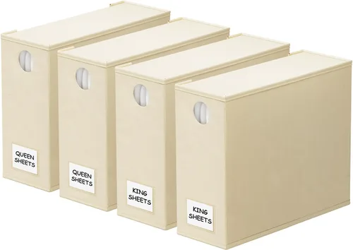 Vista 14 de SpaceAid Paquete de 2 Organizadores y Almacenamiento de Sábanas, Organizador de Sábanas Plegable para Armario de Ropa Blanca, Carpeta Guardadora