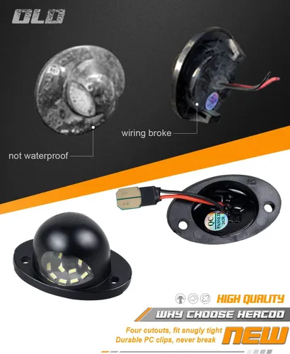 Vista 3 de HERCOO Luz LED para Placa de Matrícula, Lámpara de Etiqueta, Luces Traseras, Enchufe Pigtail, Conjunto de Enchufes de Arnés de Cables Compatible