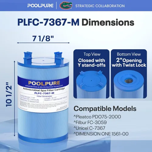 Vista 2 de POOLPURE C-7367 Anti-Biofilm Spa Filter Replaces PD075-2000,Filbur FC-3059